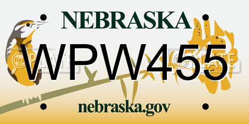 WPW455 Nebraska License Plate