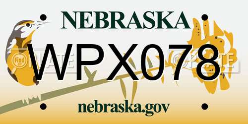WPX078 Nebraska License Plate