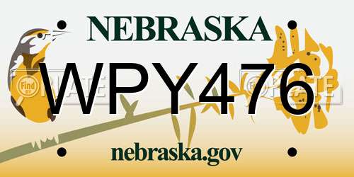 WPY476 Nebraska License Plate