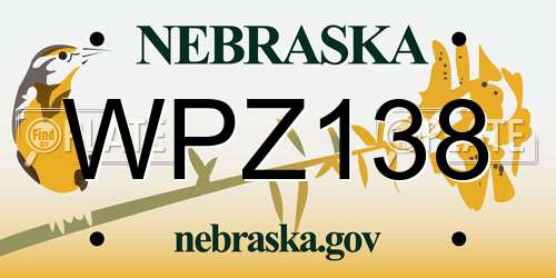 WPZ138 Nebraska License Plate