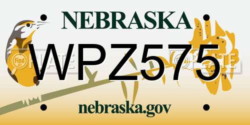 WPZ575 Nebraska License Plate