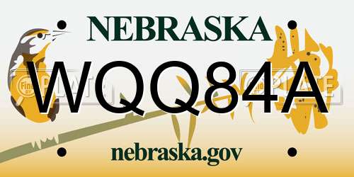 WQQ84A Nebraska License Plate
