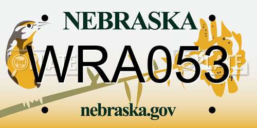 WRA053 Nebraska License Plate