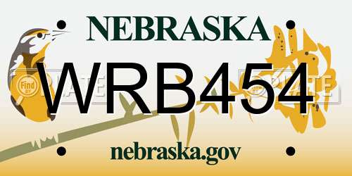 WRB454 Nebraska License Plate