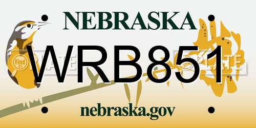 WRB851 Nebraska License Plate