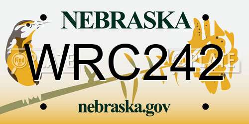 WRC242 Nebraska License Plate