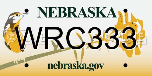 WRC333 Nebraska License Plate