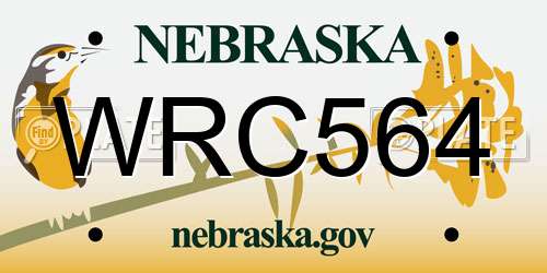 WRC564 Nebraska License Plate