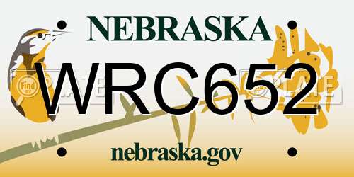 WRC652 Nebraska License Plate
