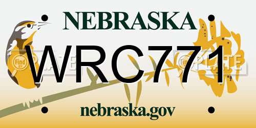 WRC771 Nebraska License Plate
