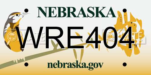 WRE404 Nebraska License Plate