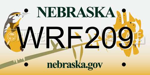 WRF209 Nebraska License Plate