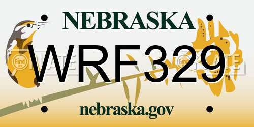 WRF329 Nebraska License Plate