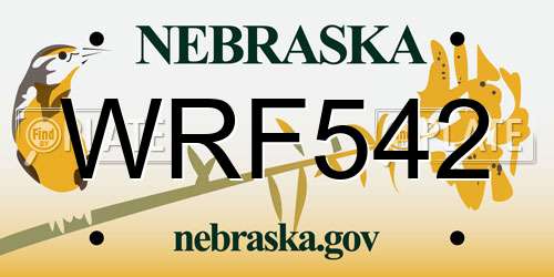 WRF542 Nebraska License Plate