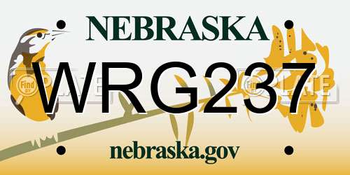WRG237 Nebraska License Plate