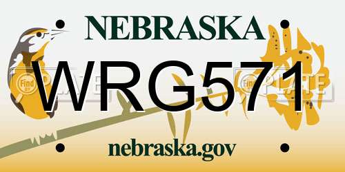WRG571 Nebraska License Plate