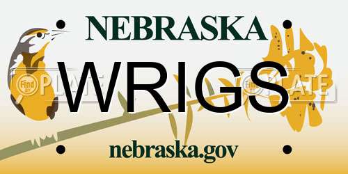 WRIGS Nebraska License Plate