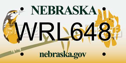 WRL648 Nebraska License Plate