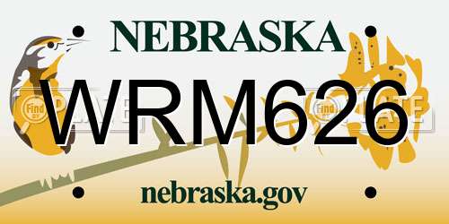 WRM626 Nebraska License Plate