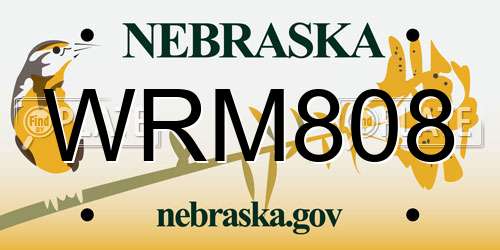 WRM808 Nebraska License Plate