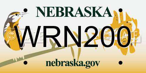 WRN200 Nebraska License Plate