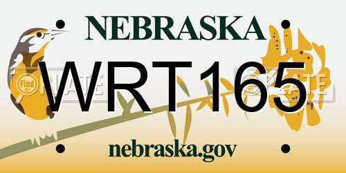 WRT165 Nebraska License Plate