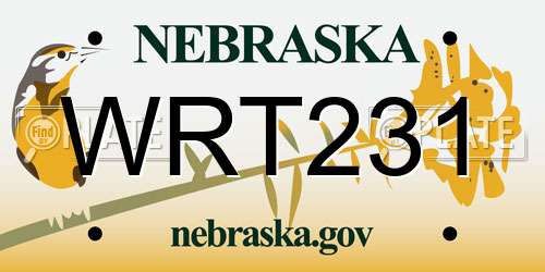 WRT231 Nebraska License Plate