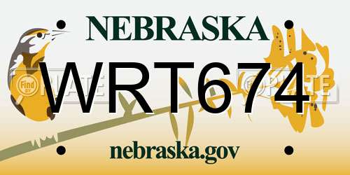 WRT674 Nebraska License Plate