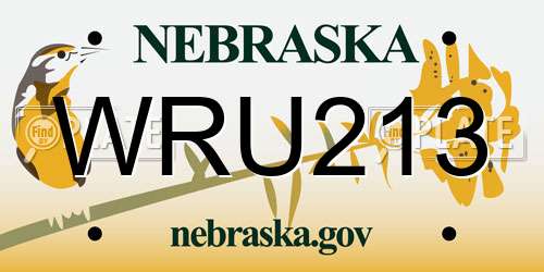 WRU213 Nebraska License Plate