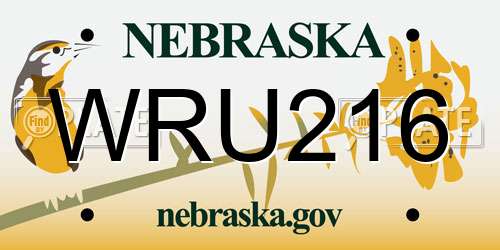 WRU216 Nebraska License Plate