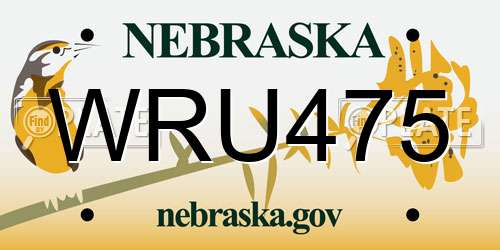 WRU475 Nebraska License Plate