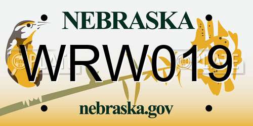 WRW019 Nebraska License Plate