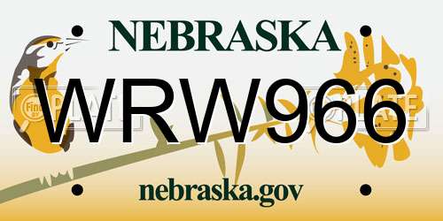 WRW966 Nebraska License Plate