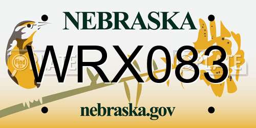 WRX083 Nebraska License Plate