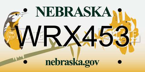 WRX453 Nebraska License Plate