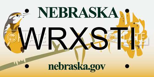 WRXSTI Nebraska License Plate