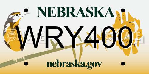 WRY400 Nebraska License Plate