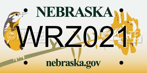 WRZ021 Nebraska License Plate