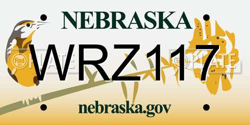 WRZ117 Nebraska License Plate