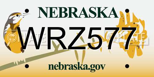 WRZ577 Nebraska License Plate