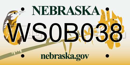 WS0B038 Nebraska License Plate