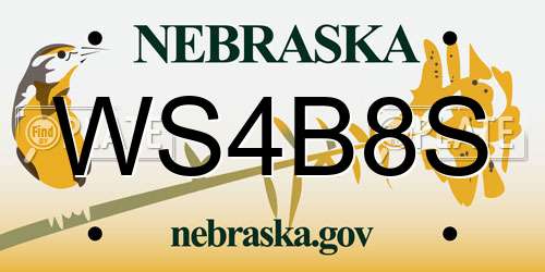 WS4B8S Nebraska License Plate