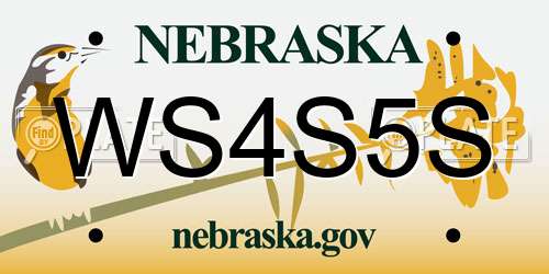 WS4S5S Nebraska License Plate