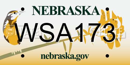 WSA173 Nebraska License Plate