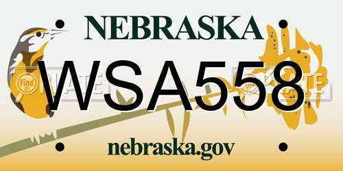 WSA558 Nebraska License Plate