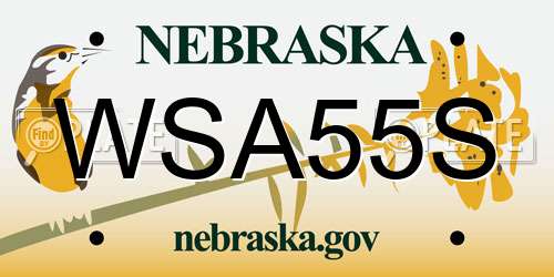 WSA55S Nebraska License Plate