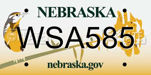 WSA585 Nebraska License Plate