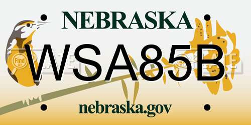 WSA85B Nebraska License Plate