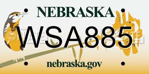 WSA885 Nebraska License Plate