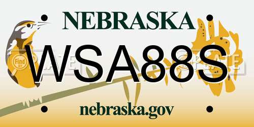 WSA88S Nebraska License Plate